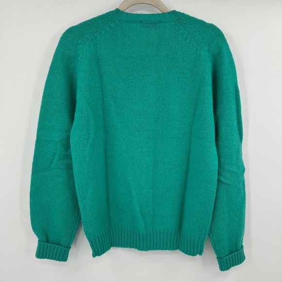 Lady Clansman Emerald Green 100% Scottish Shetland Wool Cardigan Sweater M - Picture 7 of 11